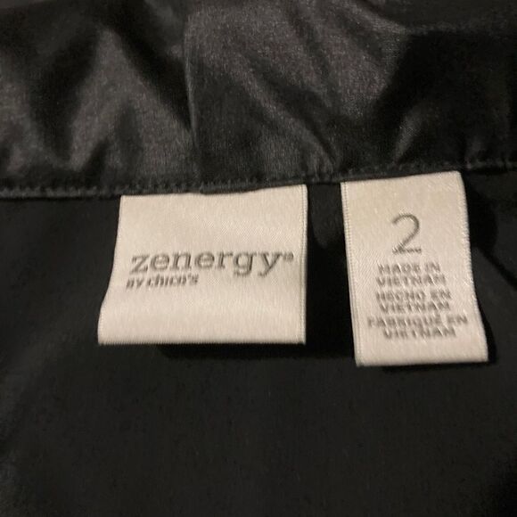 Zenergy by Chico’s Black Neema Zebra Print Trim Mesh Jacket Size 2-L Like New - Picture 6 of 8